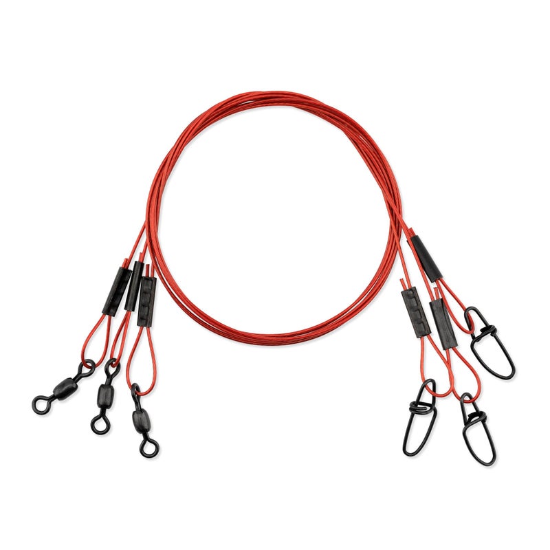 AFW Bleeding Leaders, Nylon Coated 1x7 Stainless Steel Wire, 20 lb Test, Red, 18 inch, 3 pc - Image 2